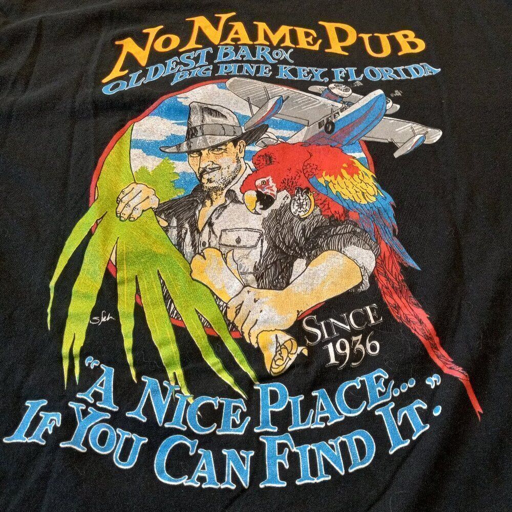 No Name Pub Black Long Sleeve Men's Cotton Lg Awesome Graphic T-shirt